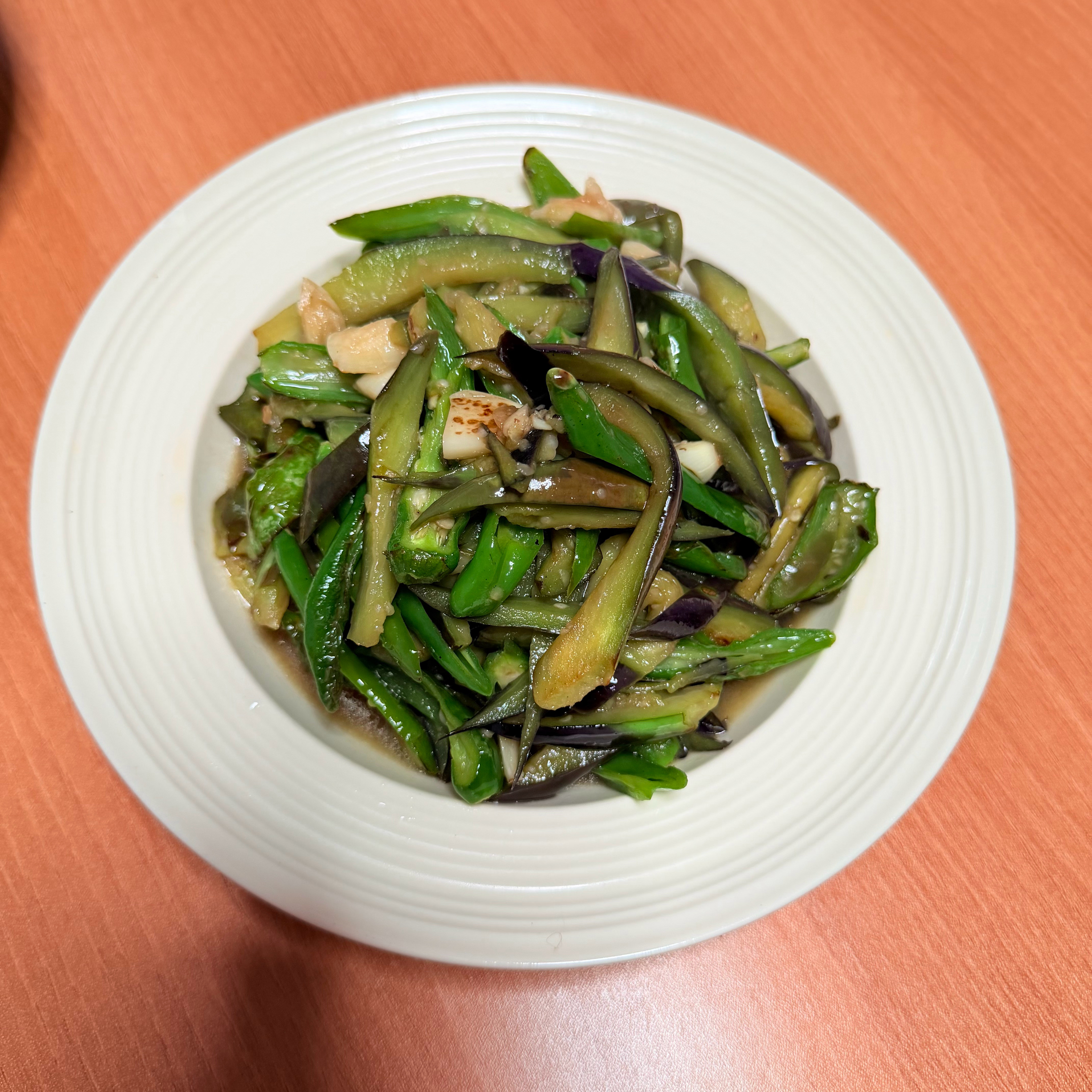 今天中午三个人吃饭家常菜基本以素菜为主六个菜三十分钟搞定图1青椒炒茄子图2