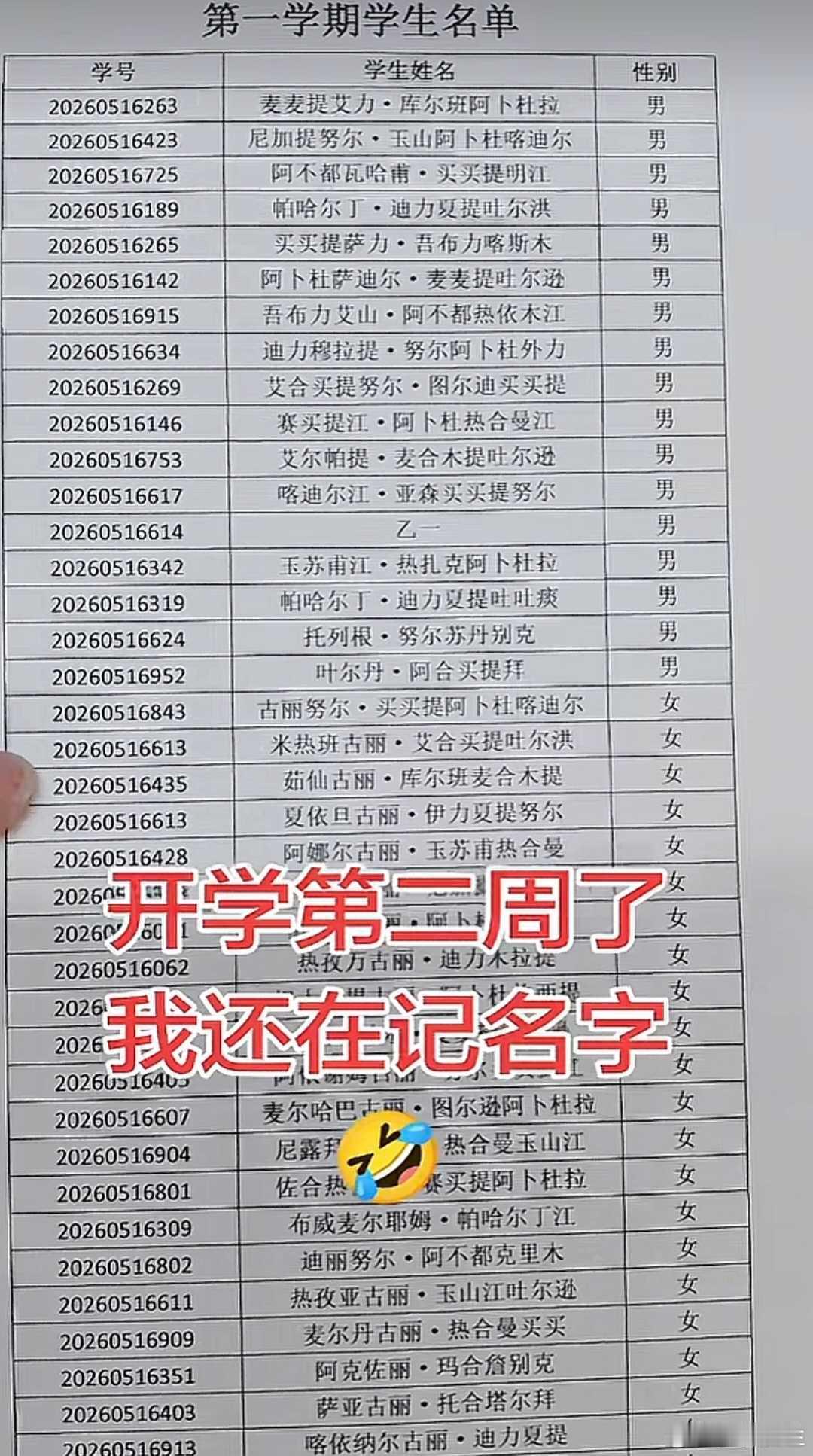 新疆学生的名字真难记！[大笑][大笑][大笑]​​​