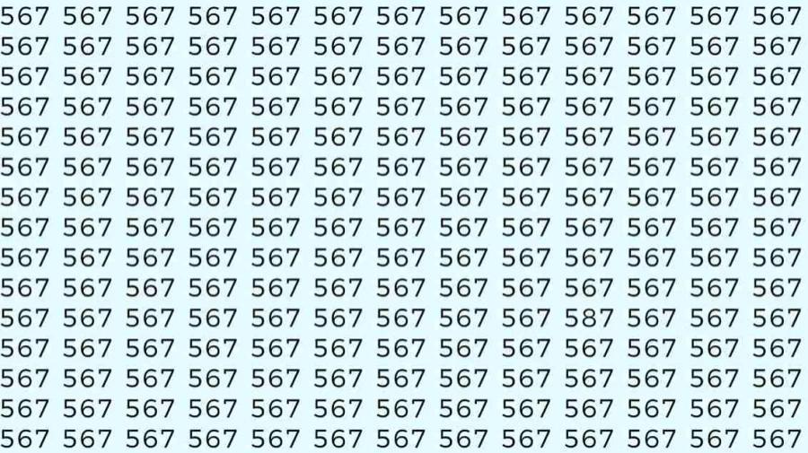 这是一张由大量“567”组成的图片，其中藏着一个“587”，挑战来啦，你能像