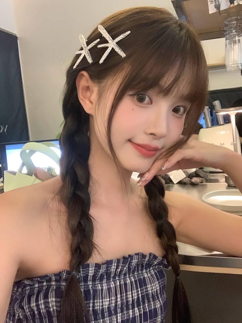 甜美少女风，双马尾辫，星星发夹，清新可爱！💖✨网络热门美少女高雅气质美女温