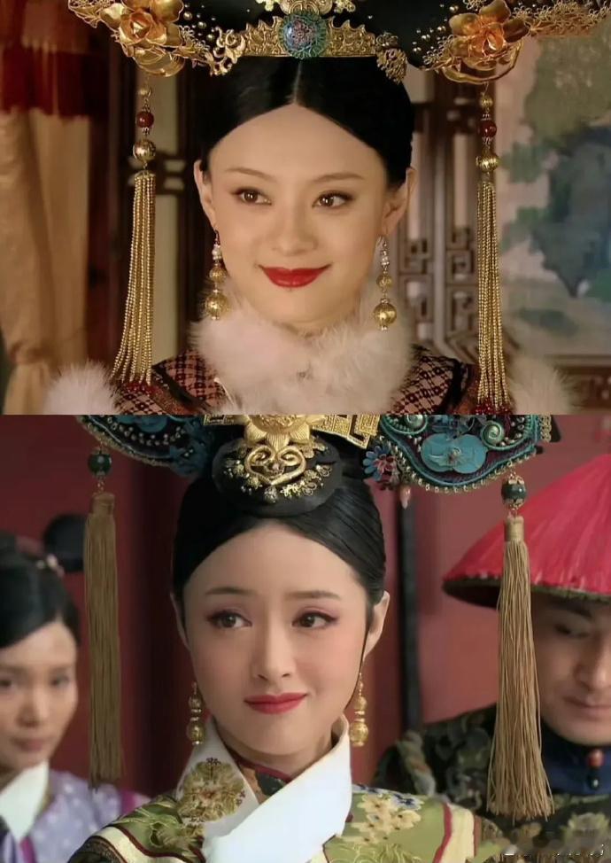 《甄嬛传》同样都是贵妃[扁嘴]一个是满脸都是笑容，可眼睛里全是冷漠一个是满脸都是