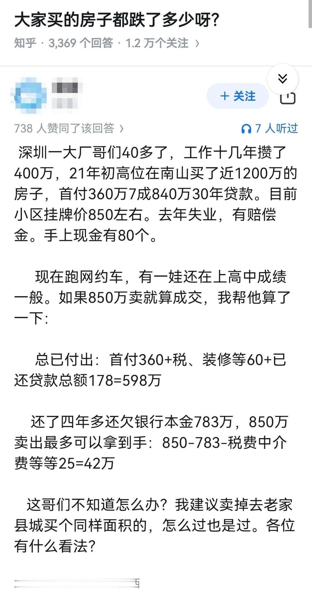 大家买的房子都跌了多少呀？​​​