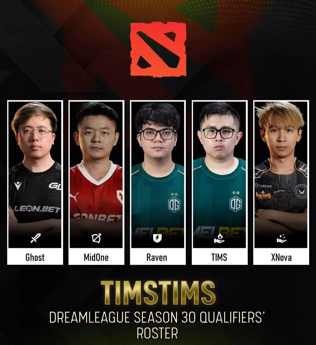xNova和MidOne,Ghost组成新队TimsTims平均年龄28岁，他