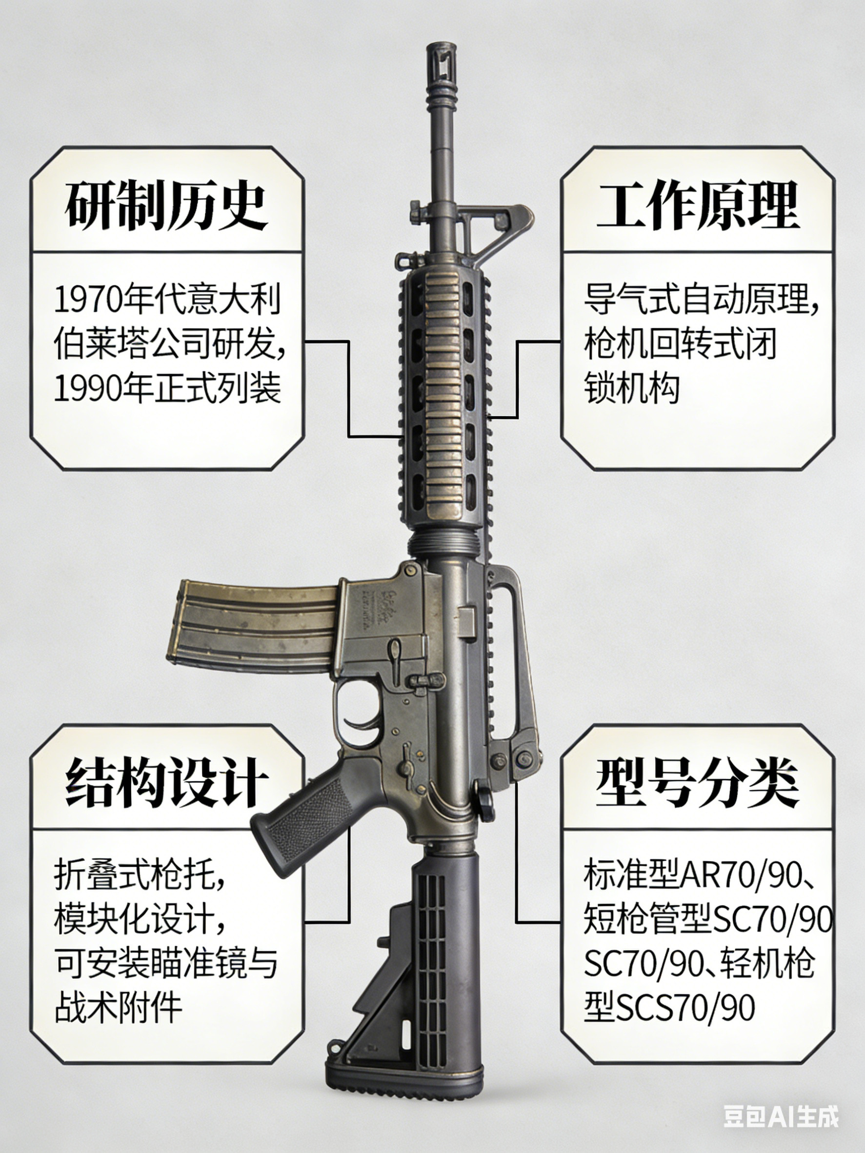 军事ai新视野意大利AR70/90突击步枪AR70/90突击步枪是由意大利伯莱