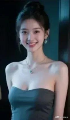 什么样的女人,最有魅力?墨色夜色里，雾蓝抹胸裙衬得肩线如瓷，绿钻项链在锁骨间轻