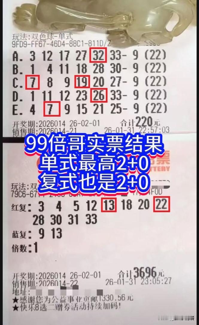 双色球第26014期开奖结果尘埃落定，红球开出：07、13、19、22、26、3