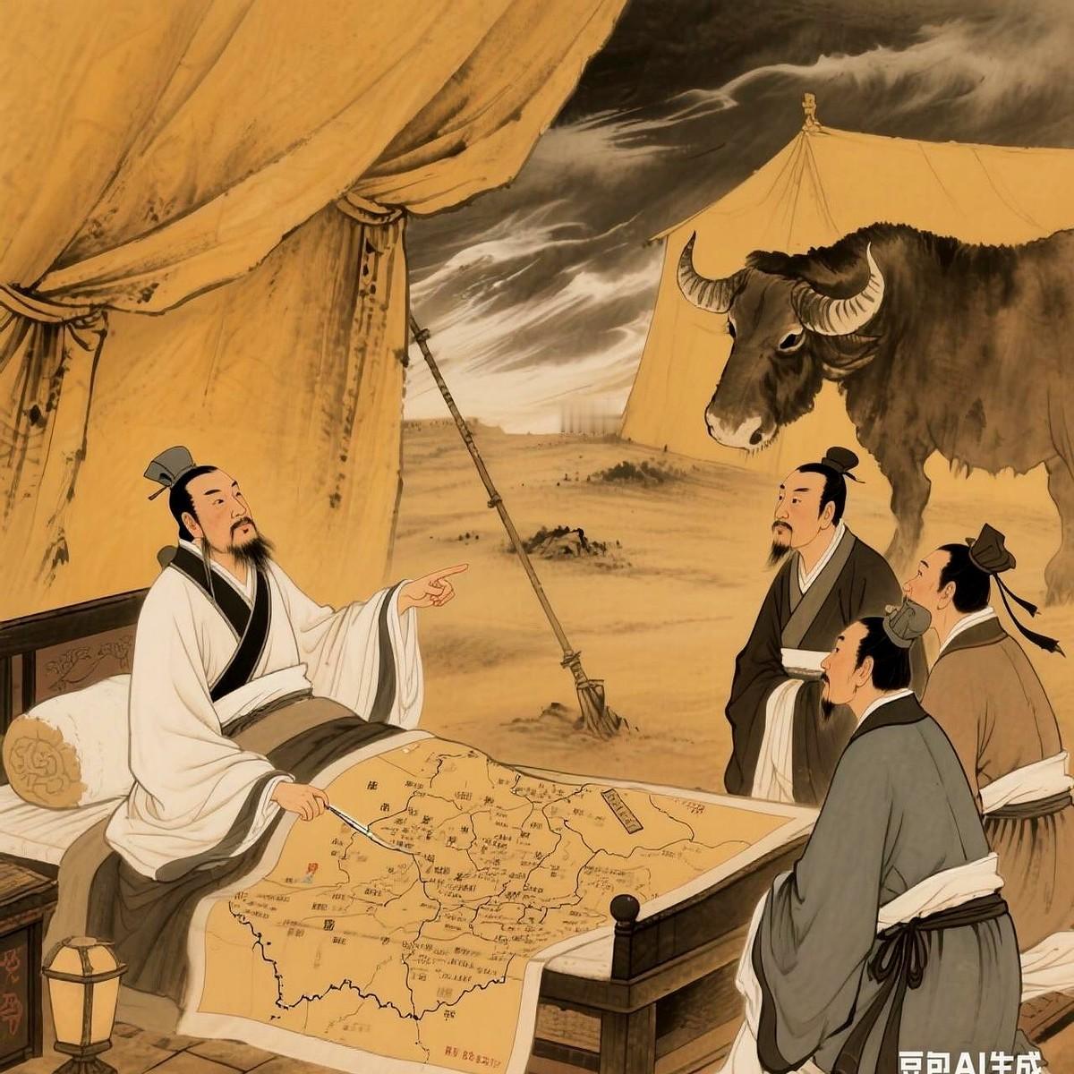 公元234年，诸葛亮在五丈原与司马懿对峙期间病情恶化。临终那天，病榻边来了一