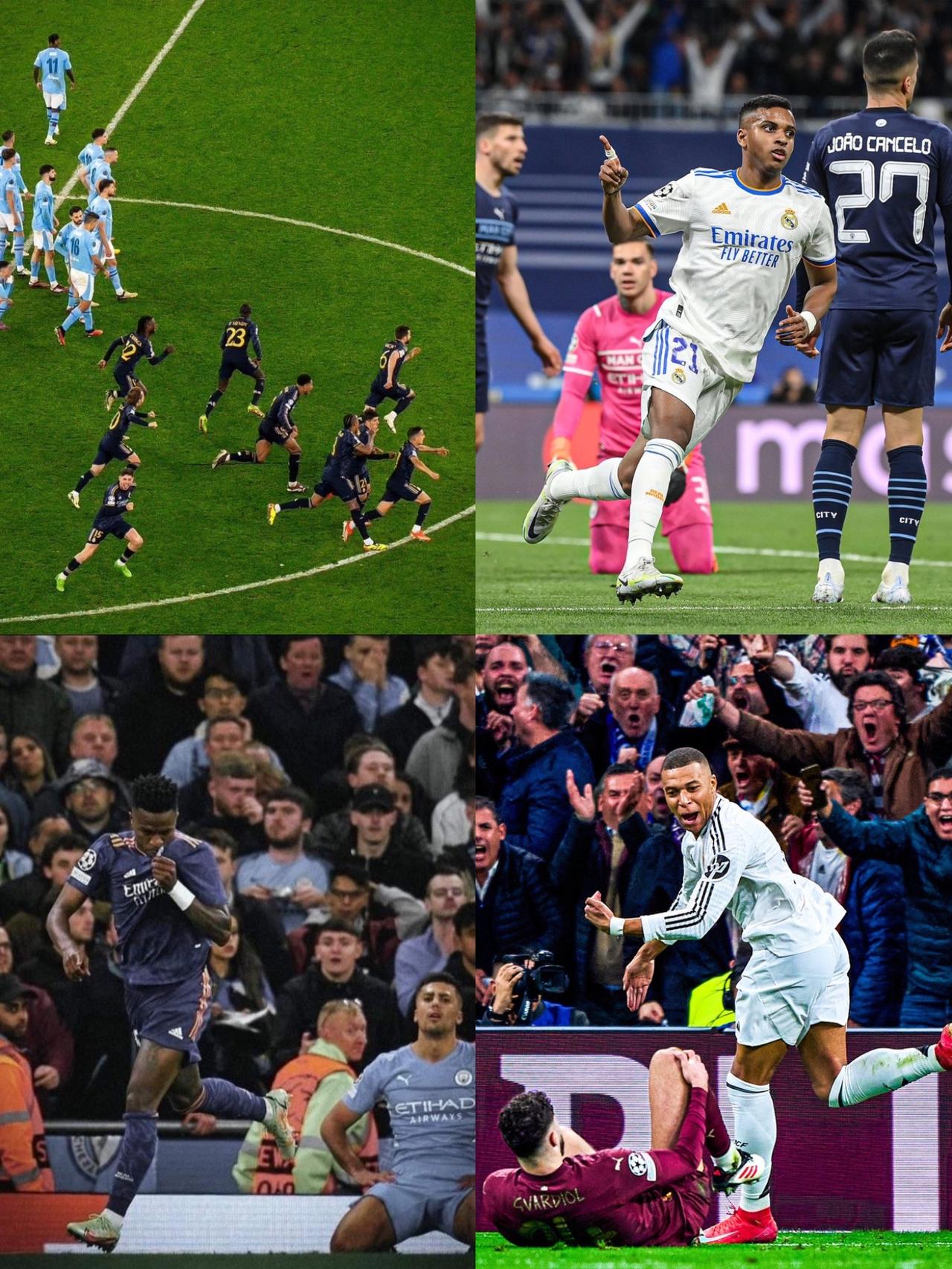 先进球反倒是坏消息：自2020年以来，在皇家马德里与曼城交锋的比赛中，先取得进球