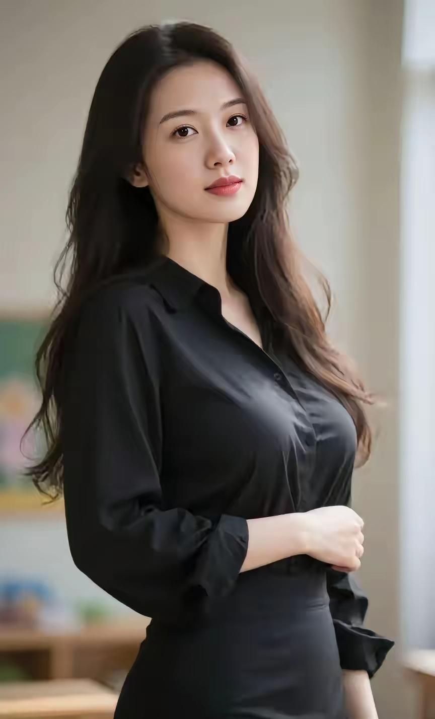 黑衣美人，风姿绰约。