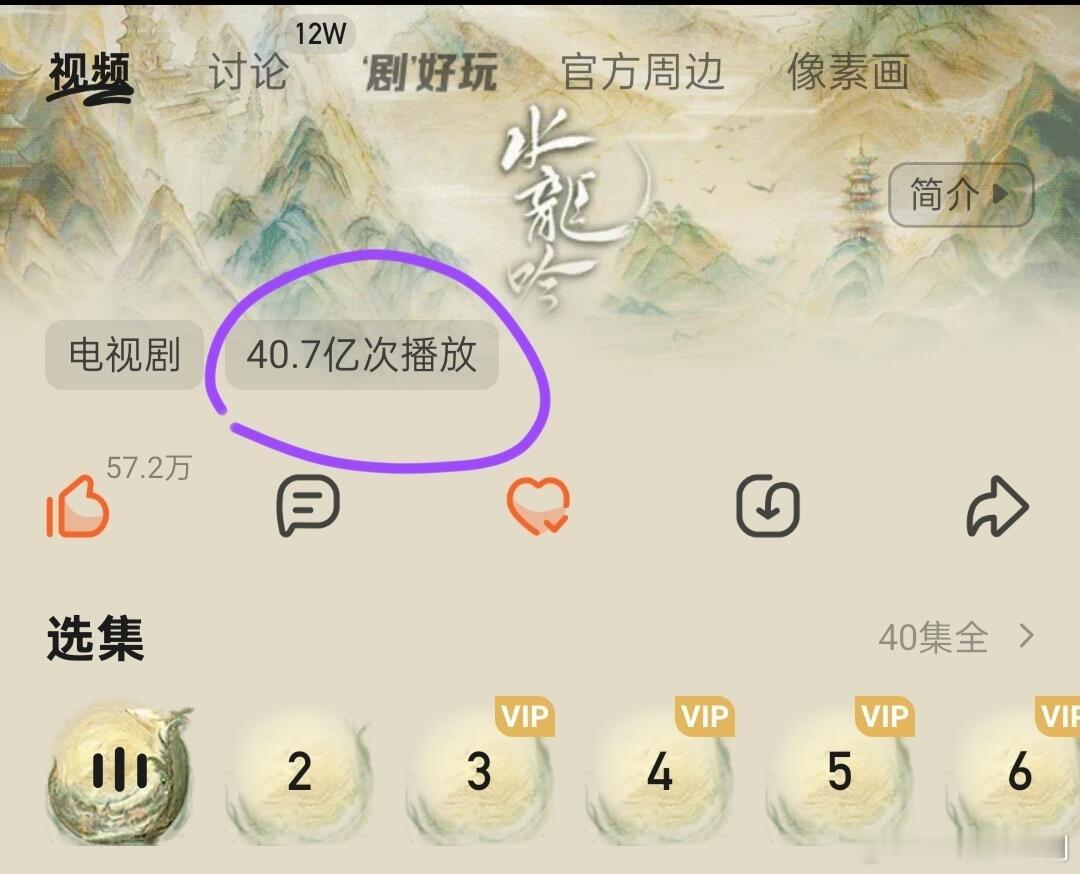 罗云熙《水龙吟》出其不意地创纪录，平台站内总播放量破40亿，集均播放量已达1亿，