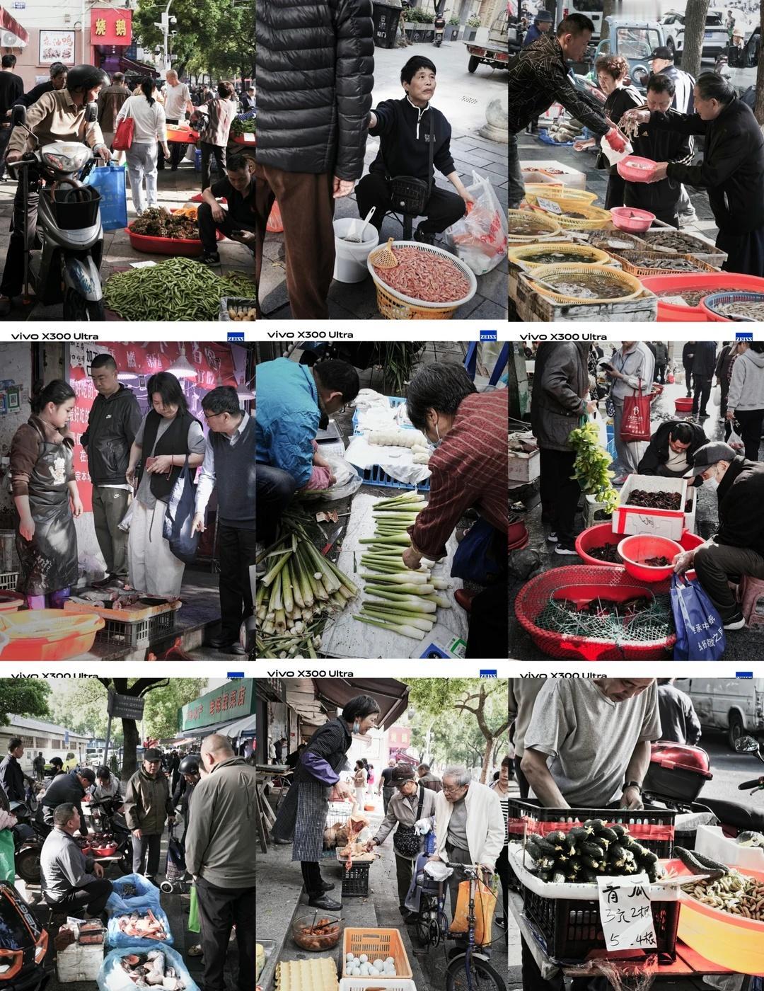 街拍宁波咏归路菜市场，整条街挤挤攘攘，人声鼎沸，叫卖声、讨价还价声混在一起，满