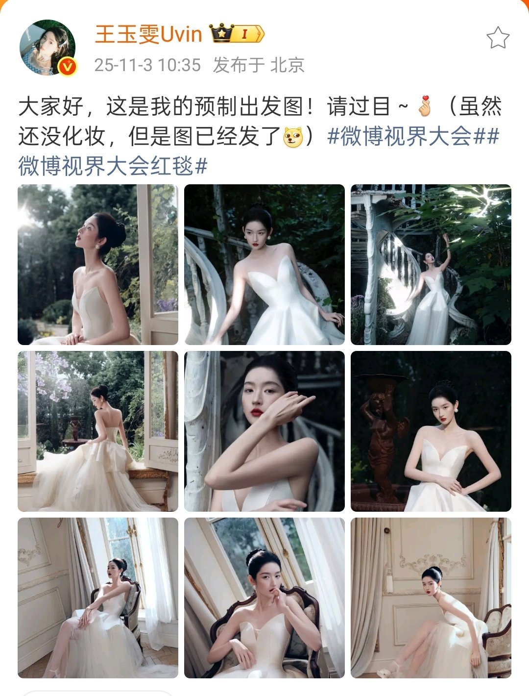 王玉雯复古红唇谁来懂一下王玉雯的这个复古红唇，配上白纱完全是优雅高贵的白天鹅！