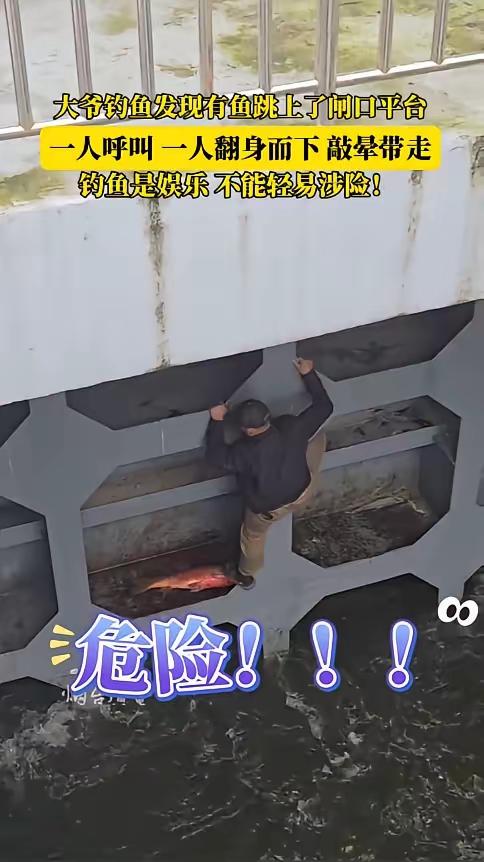 “简直赚翻了！”11月3日，在安徽六安，一位大爷正在水闸处钓鱼，突然，一条大鱼跃