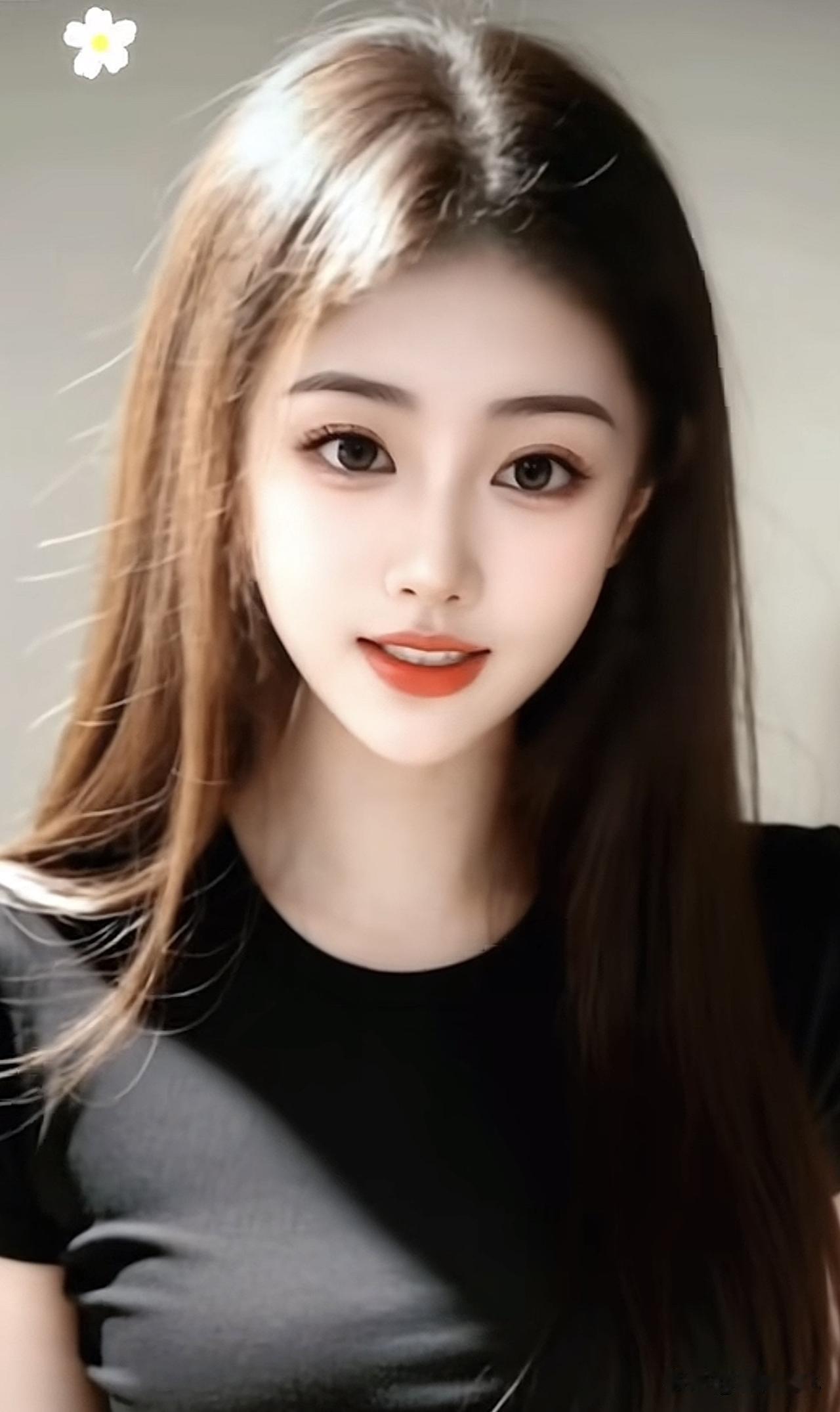 甜美少女风，红唇与长发，清新自然美粉黑发少女姑娘长发美棕发少女写真姑娘长发