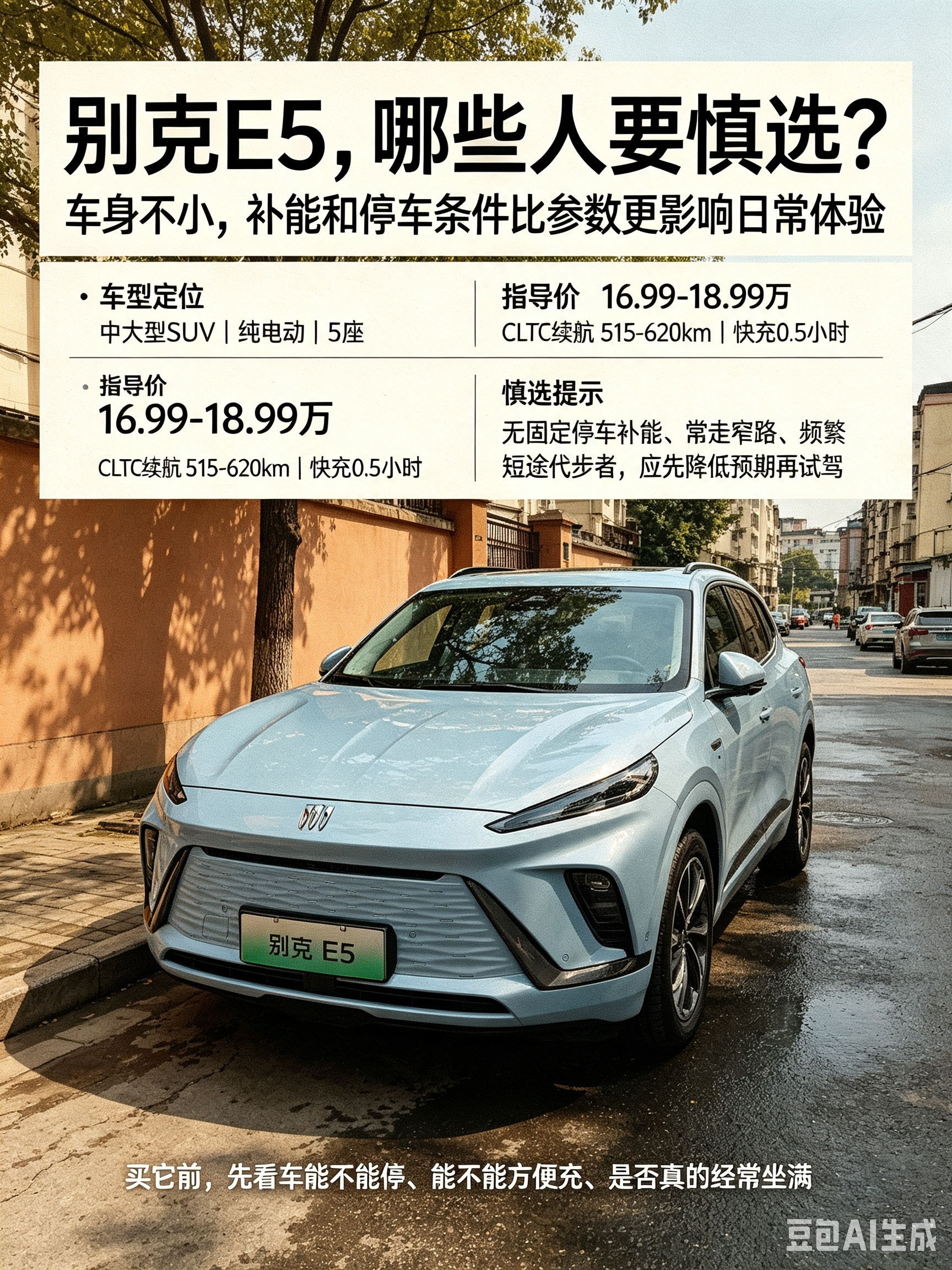 别克E5是别克首款纯电车，当初设计是全球车型，准备在北美地区上市的，最后难产了。这车设计定位不是纯国