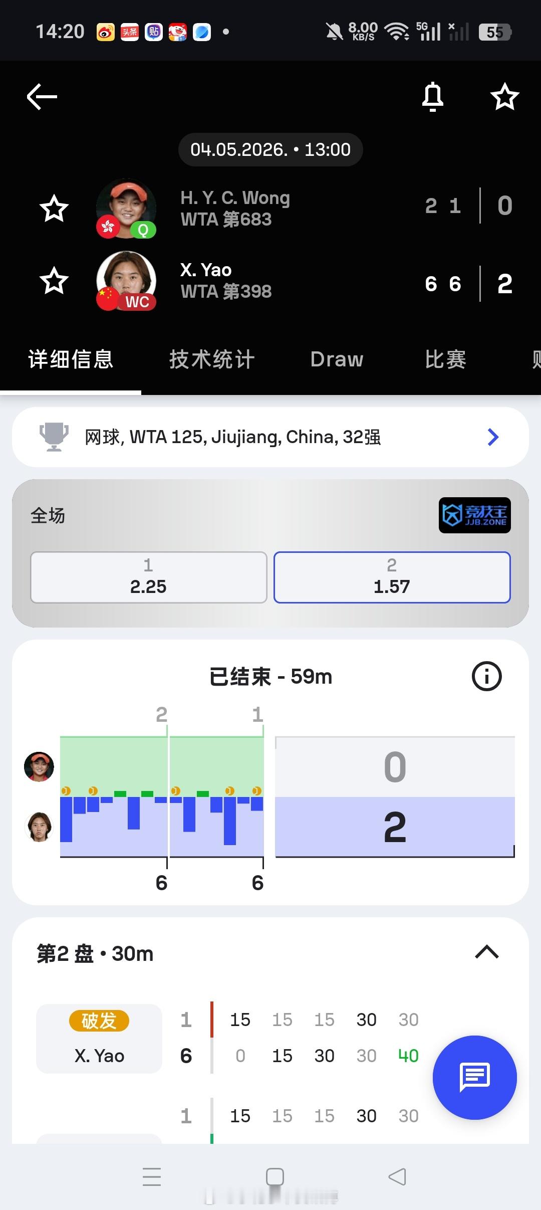 小花小草资讯小花小草资讯【🇨🇳九江WTA125】女单正赛第一轮🇨🇳姚欣