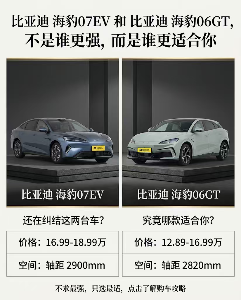 海豹07EV和06GT怎么选