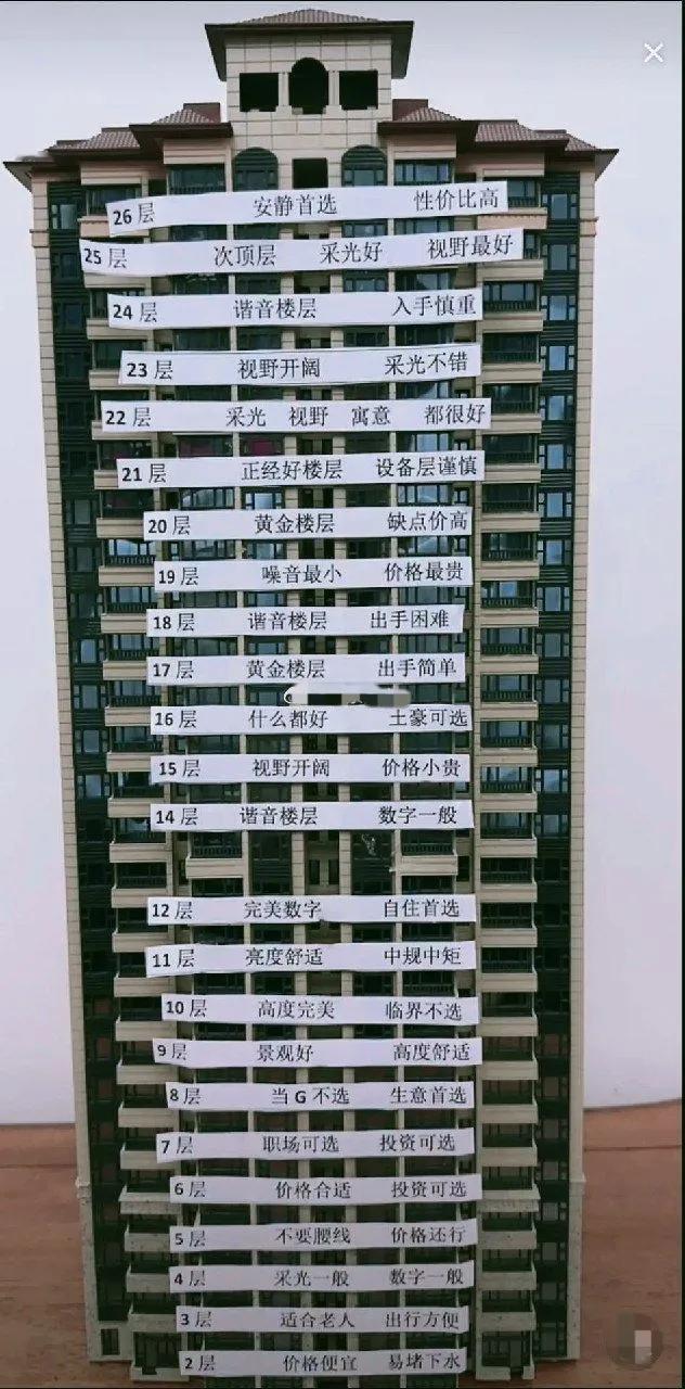 高层电梯房的各个楼层都有着不同的优缺点。低楼层，例如1-5层，出行较为便捷，