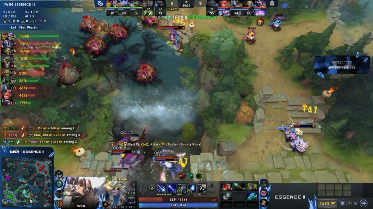 DOTA2线上赛1WEssence第二季VG对阵OG战队BO2第一局，经过5