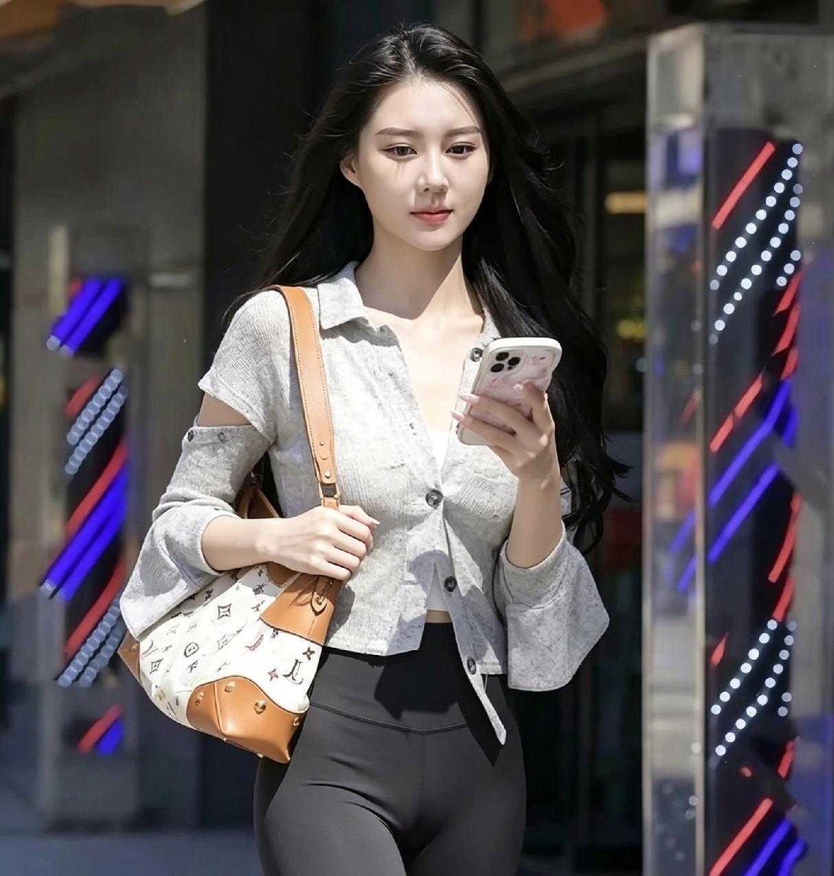 城市街头随性抓拍，一身简约休闲的舒适穿搭，松弛自在时髦亮眼。