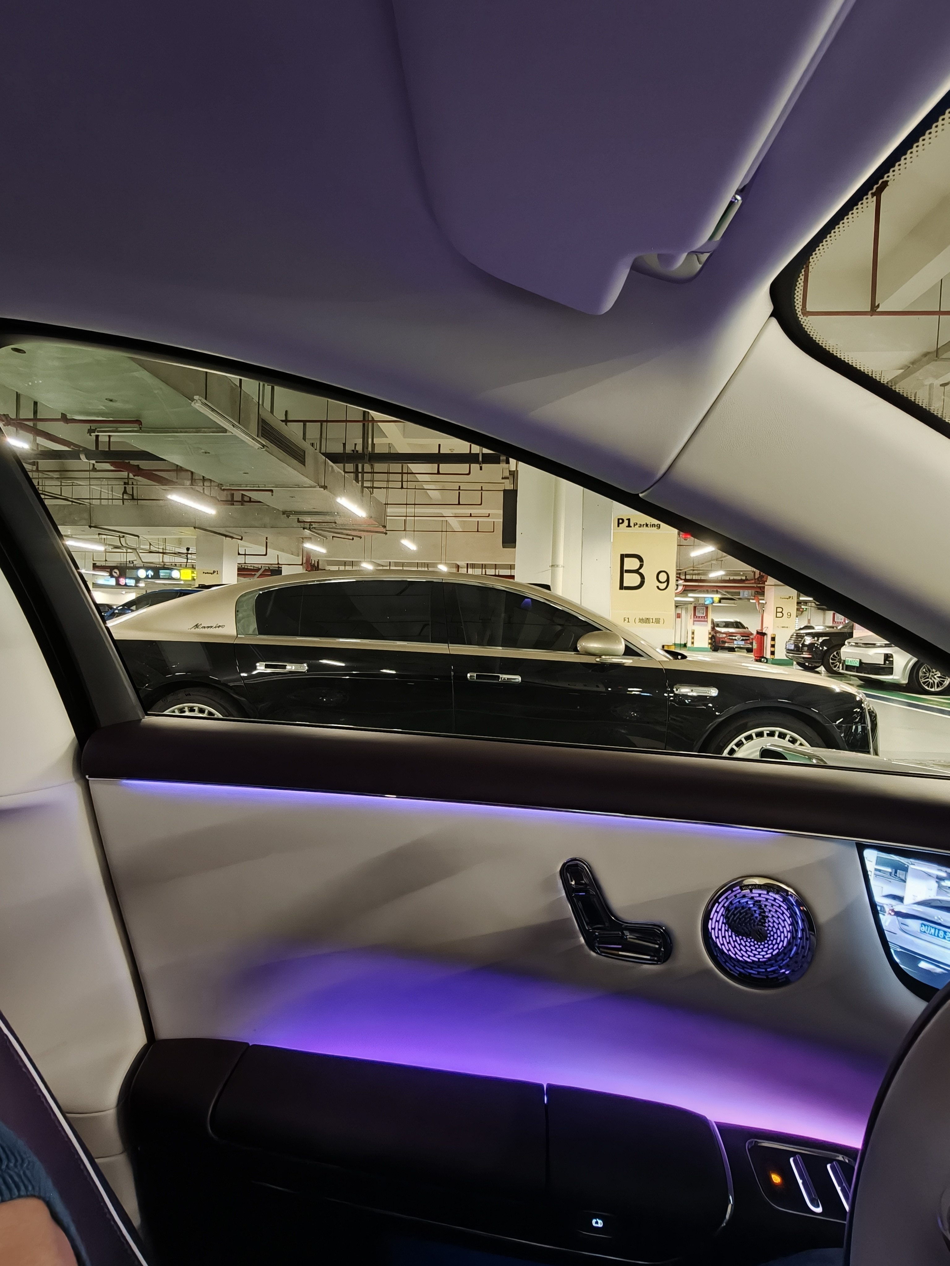 不得不说尊界的后排玻璃真够隐私的，我凑近看也没法确定他选没选星空顶，但我相信他肯