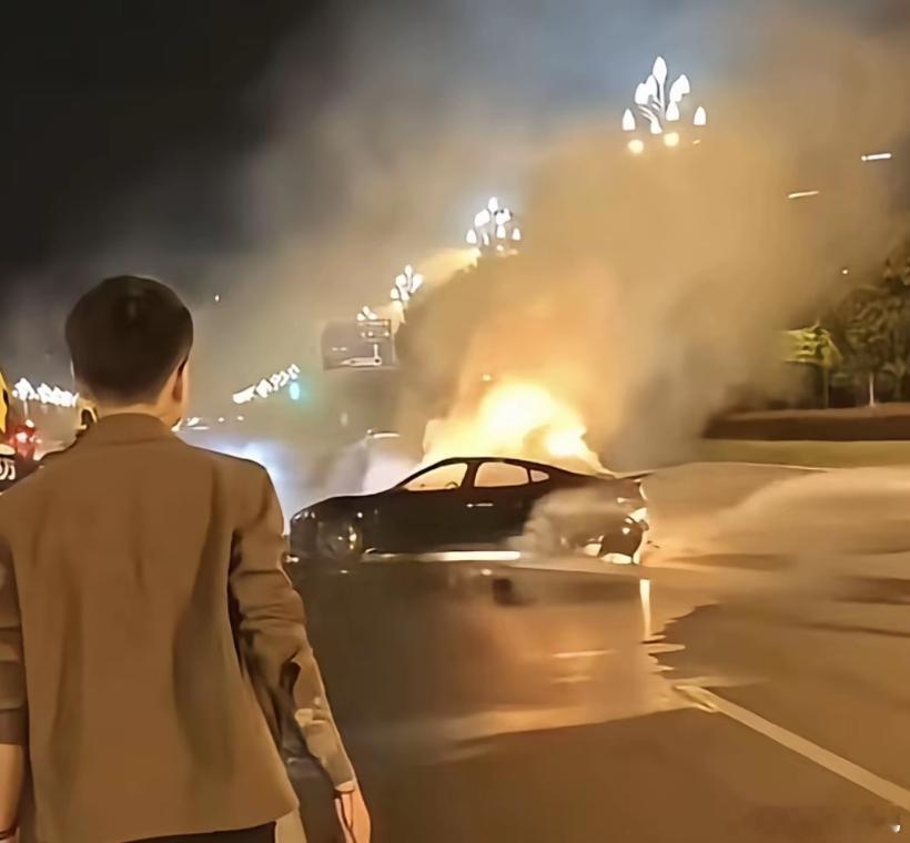 着火了，车里有人，所以有几个人冒着生命危险在开门救人，视频中没看到车门打开，祈祷