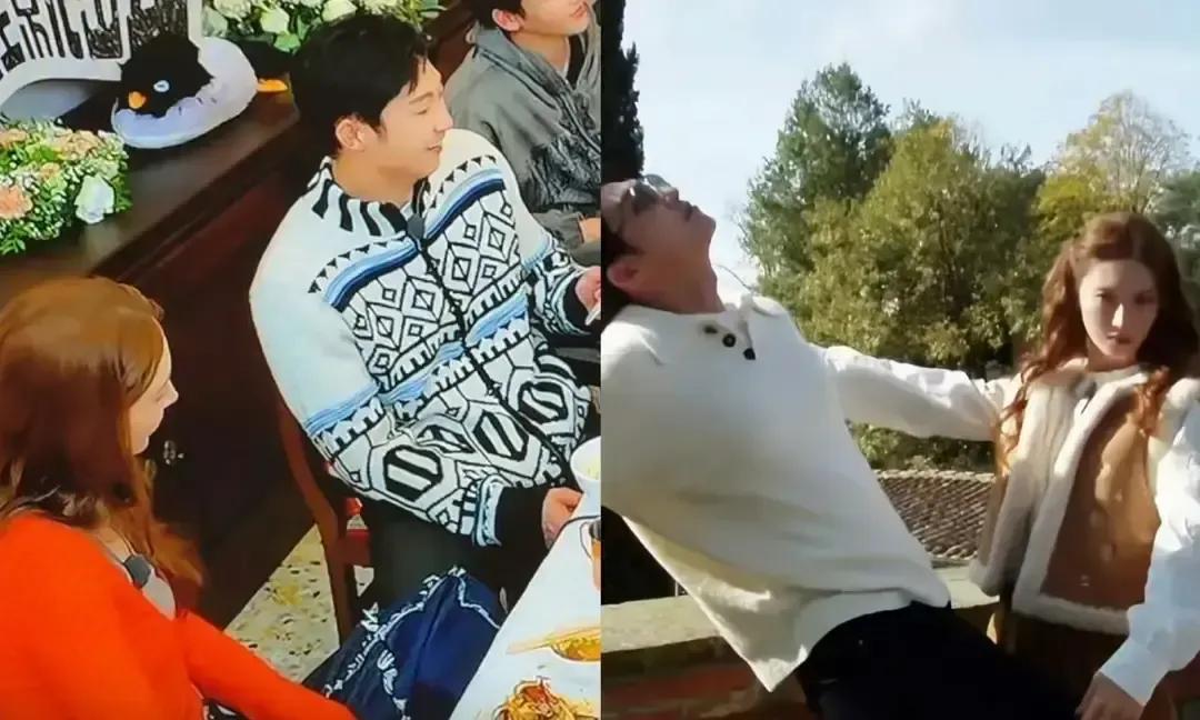 金晨把腿搭在黄景瑜大腿上，还顺手拍了两下，镜头一播出弹幕直接炸锅。节目叫《现在