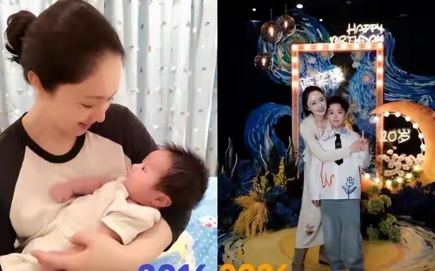 佟丽娅、陈思诚合体为儿子朵朵庆10岁生日，董璇携女儿小酒窝惊喜亮相，5人合影太欢