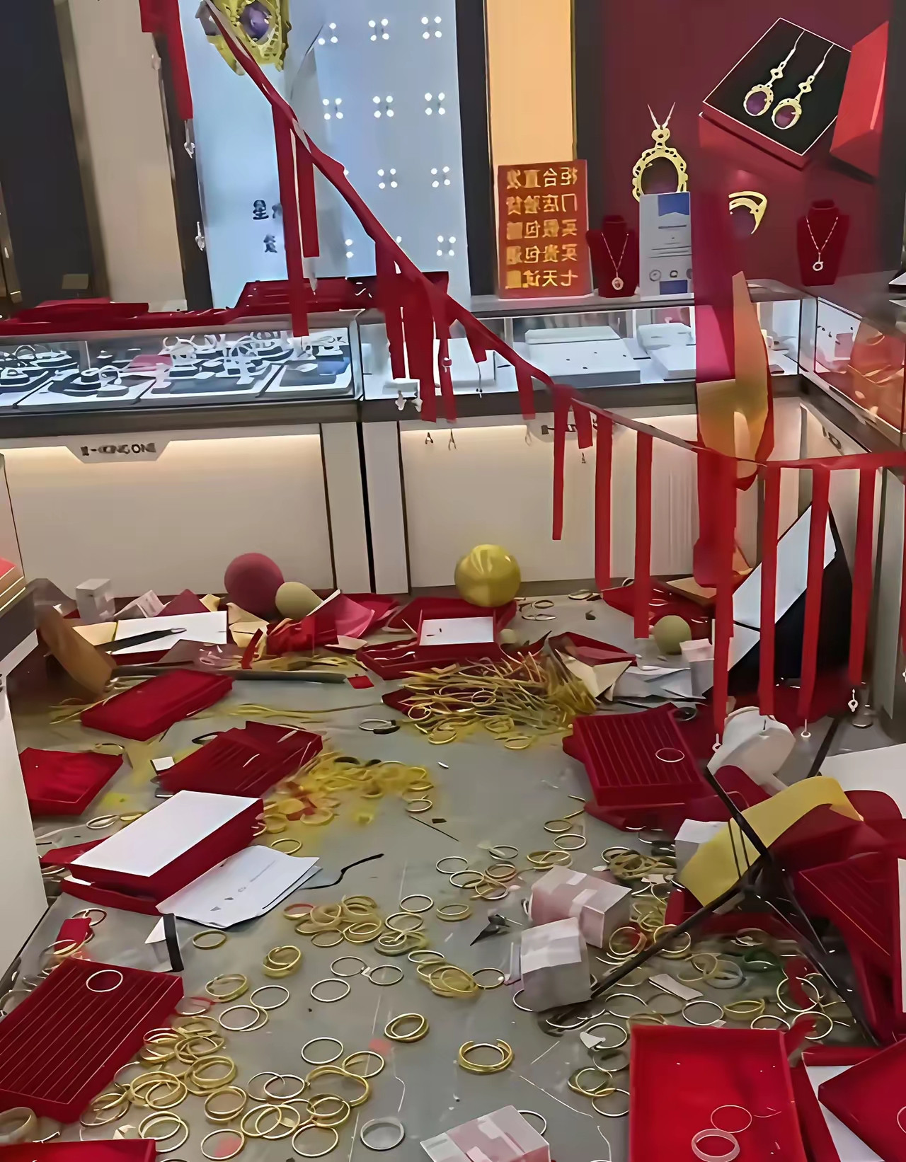 据说开金店的老板两个三岁的孩子搞的，