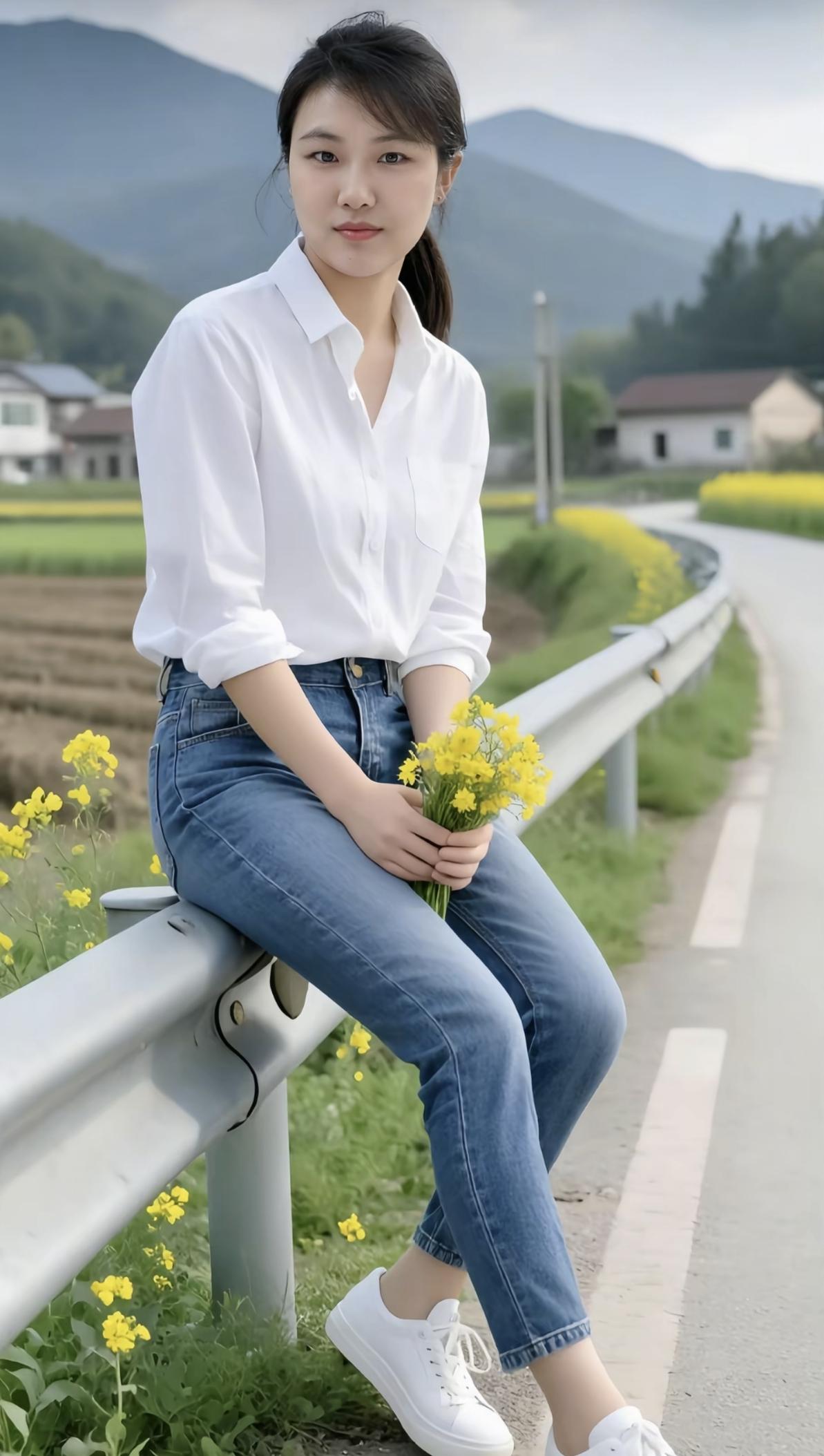 山野间的小清新，就像大自然藏起来的小宝藏。手捧野花，仿佛握住了整个春天。