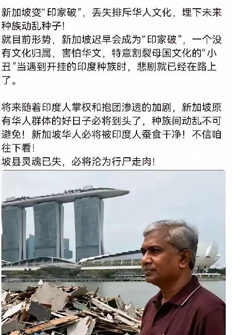 新加坡华人天天防着华人，而新加坡的印度裔恰恰相反，大量引进印度人。然后印度裔