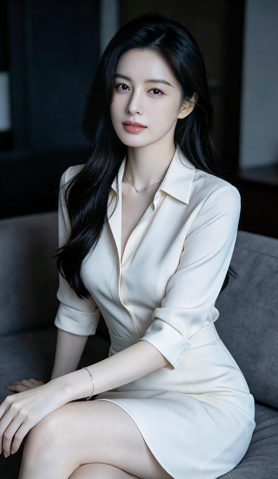 柔光里的知性诗行暗调空间，柔光轻落，你静坐于灰调沙发，温婉从容。米白