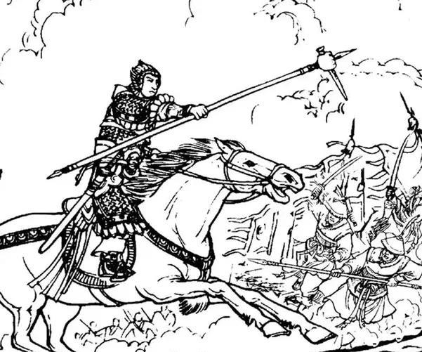 小将军闯过南唐连营，来到寿州城下。小将军一听城上忠孝王呼延庆报名，急忙下马跪拜父