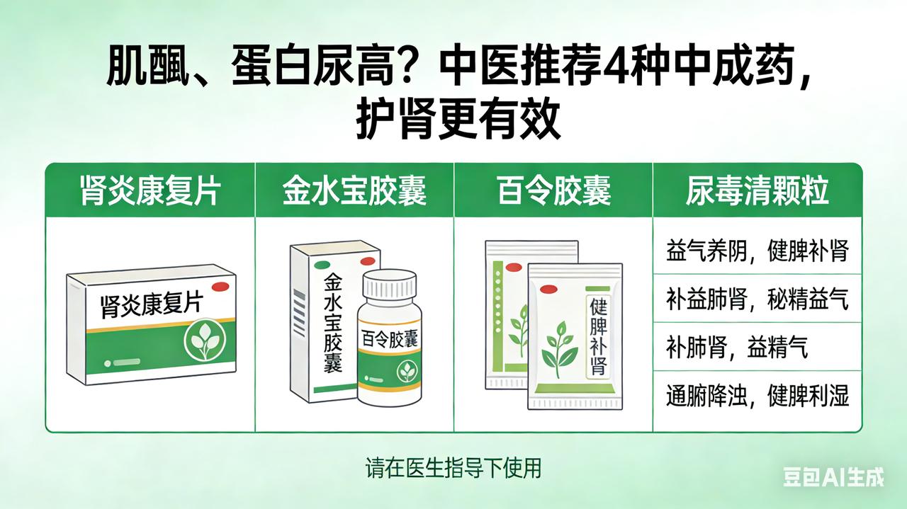 肌酐、蛋白尿高？中医推荐4种中成药，护肾更有效4种护肾中成药：精准降肌