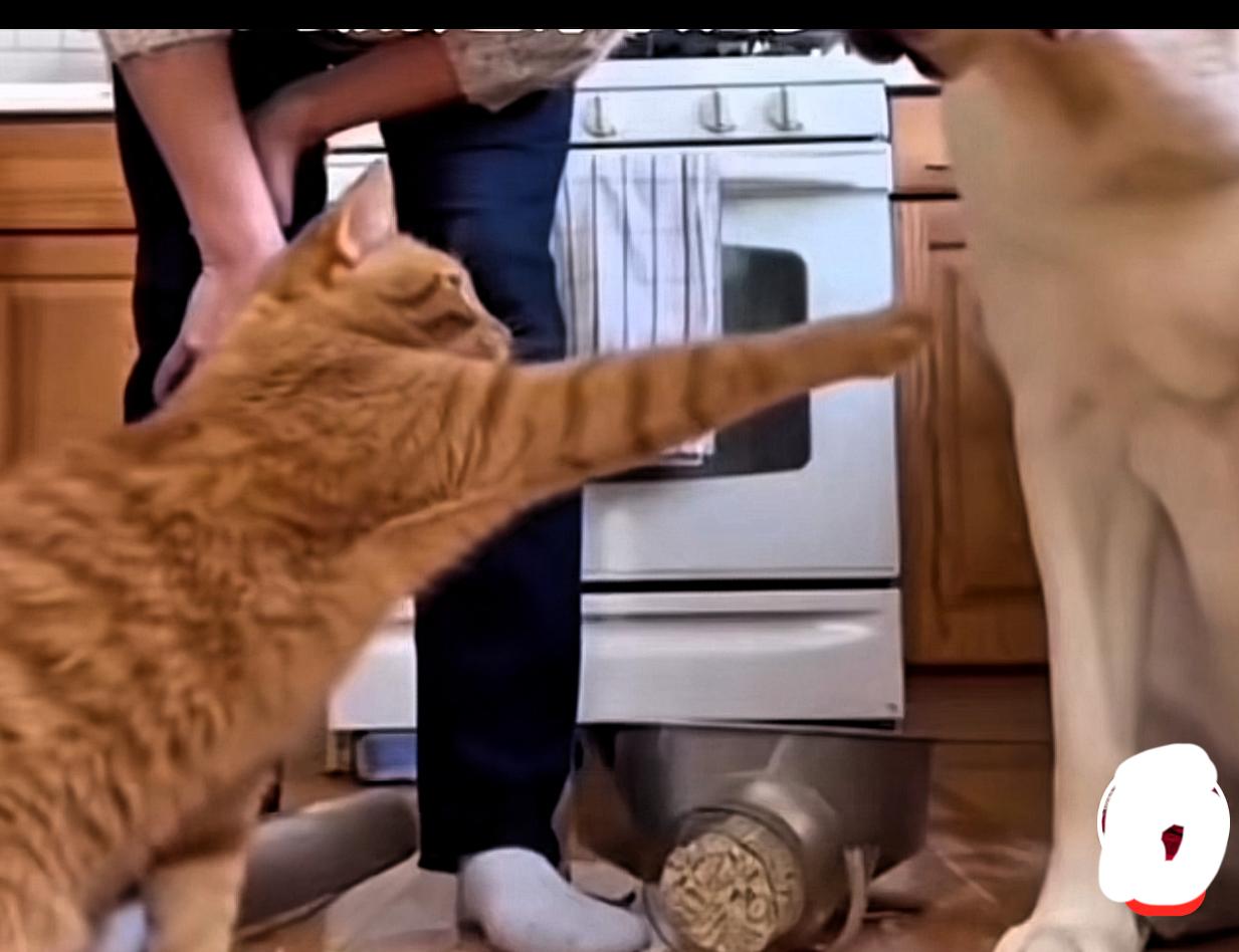 猫咪也会嫁祸于狗[呲牙笑]刷到该视频让我乐出声，猫咪将桌子上框里的鸡蛋扒拉在地上，