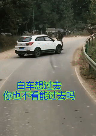 小白车司机不顾路口的士兵阻拦？非要开车硬闯过去不可！你也不看看，你能闯过去吗