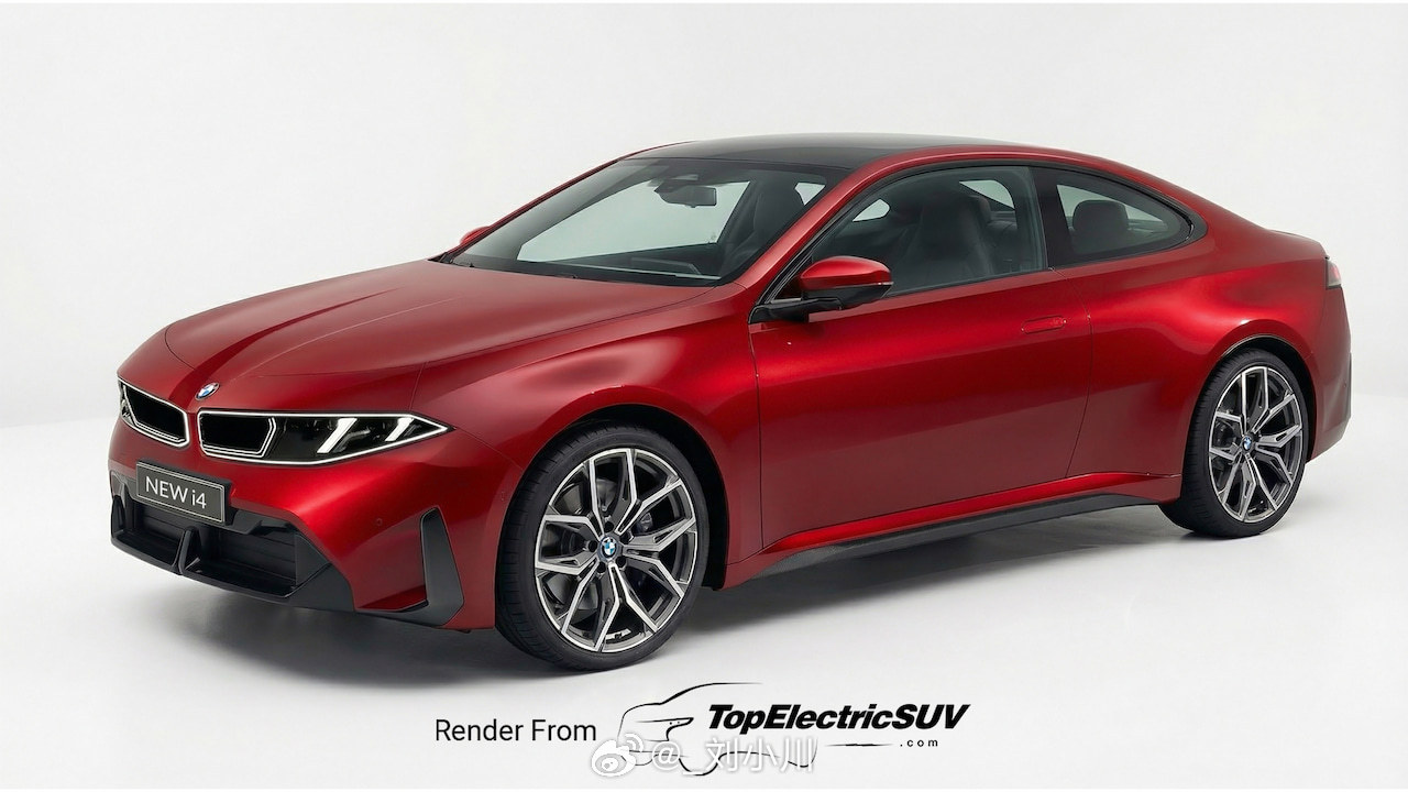 宝马下一代宝马i4渲染图如果直接沿用i3的前脸造型，做成双门Coupe造型，大
