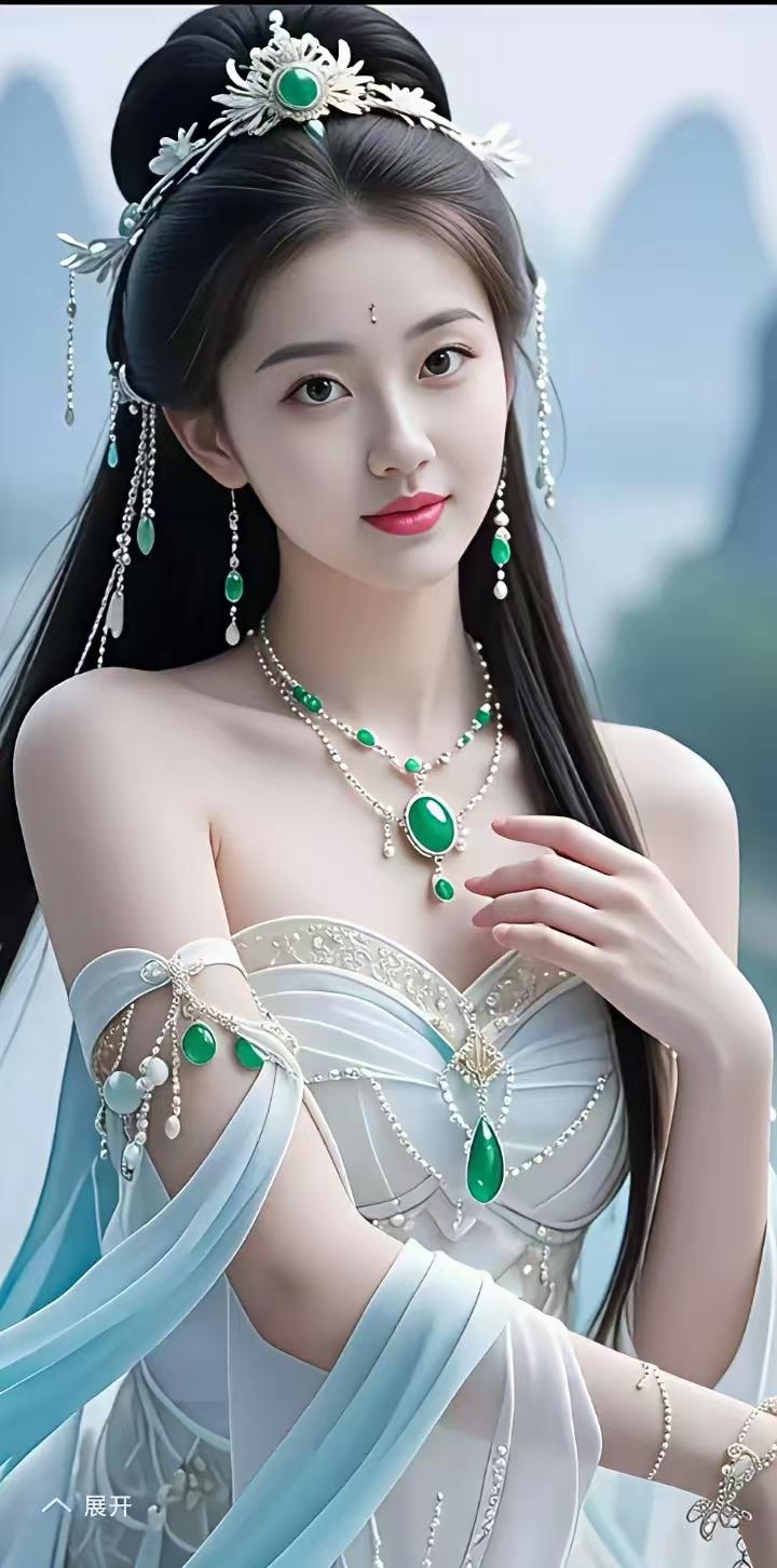 水仙子·佳人仙姿风姿清雅似幽兰，玉润肌肤貌若仙。嫣然浅笑春风伴，罗裙霞色