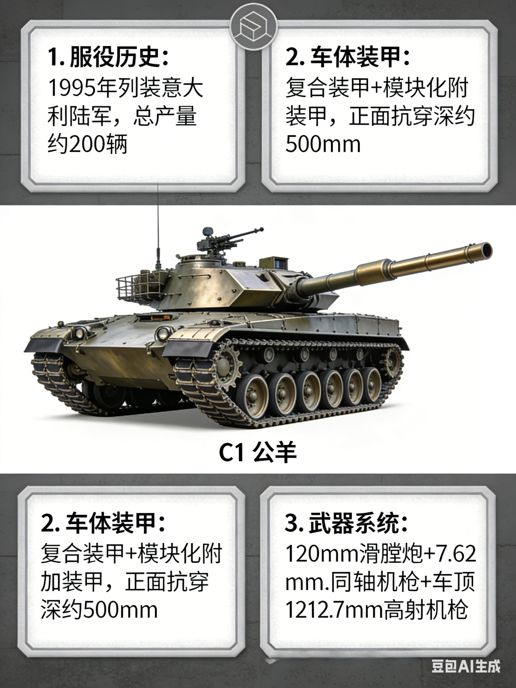 军事ai新视野意大利C1“公羊”主战坦克C1“公羊”坦克（C1Ariete）