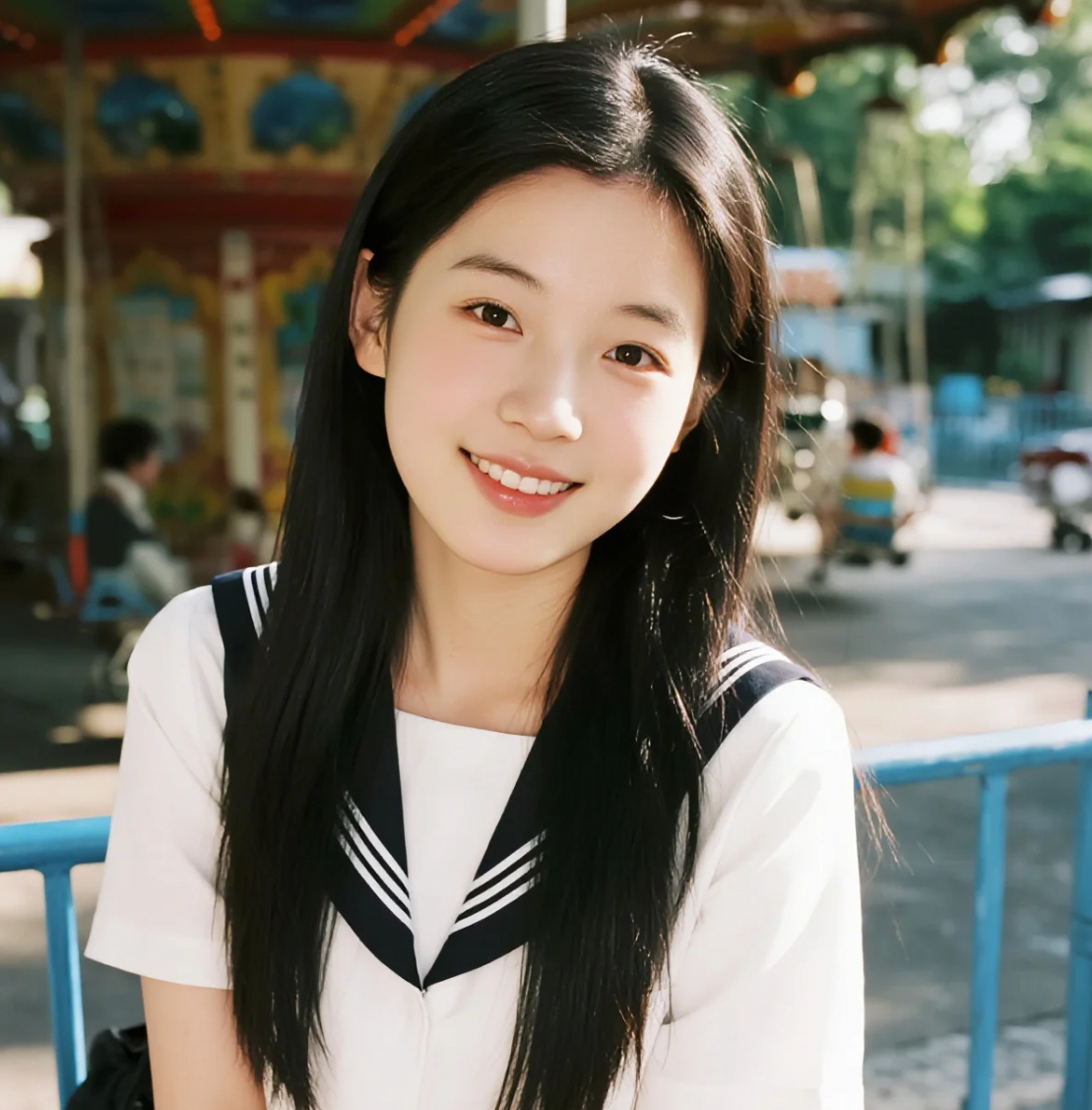 阳光洒在她脸上，像一场静默的告白