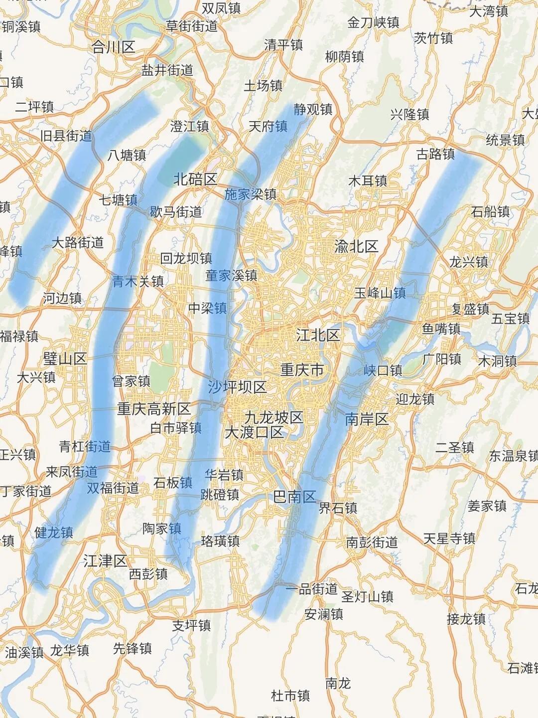 重庆的这些区域为什么给隔开了，没有城区？