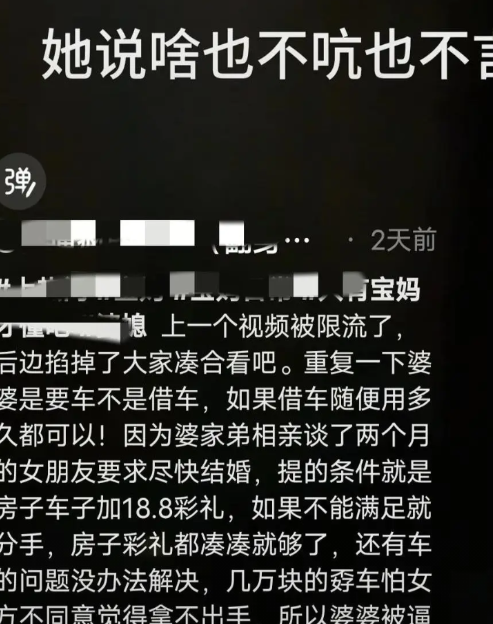 “我儿子结婚没车要黄了！”安徽一婆婆急了，竟打起了儿媳的主意，还逼着大儿子去施压