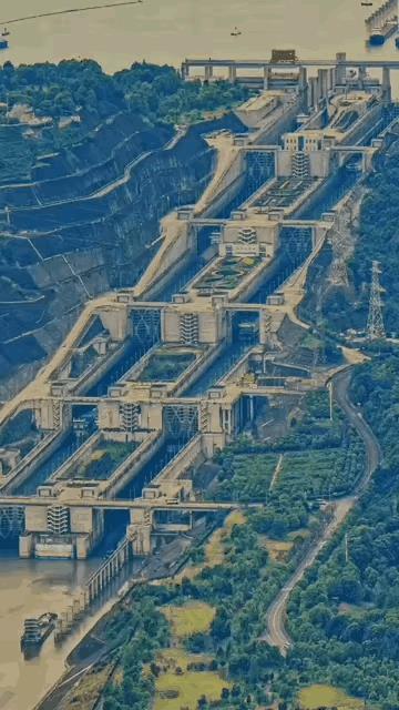 长见识了，原来轮船通过三峡大坝是坐电梯上下的[笑着哭]