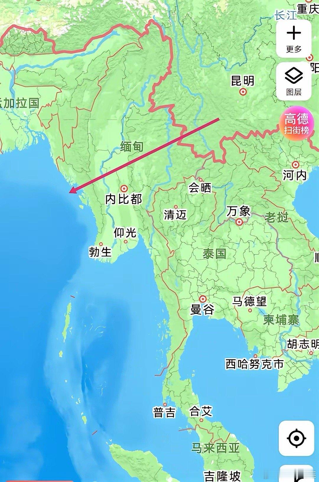 强烈要求我们国家现在立马和缅甸好好谈卖给我们一个通道50米宽，然后一个港口用地，