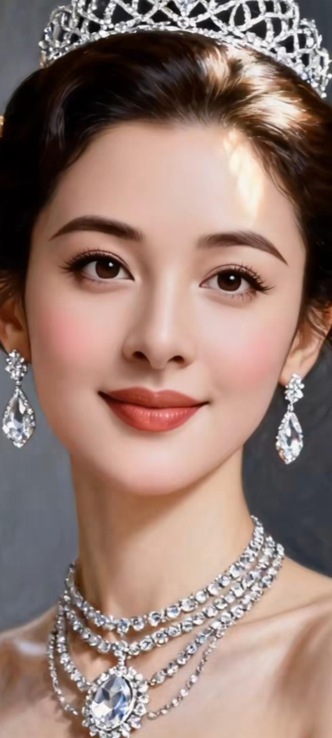 梦幻公主风，闪耀的珠宝和优雅的妆容，宛如童话中的公主。