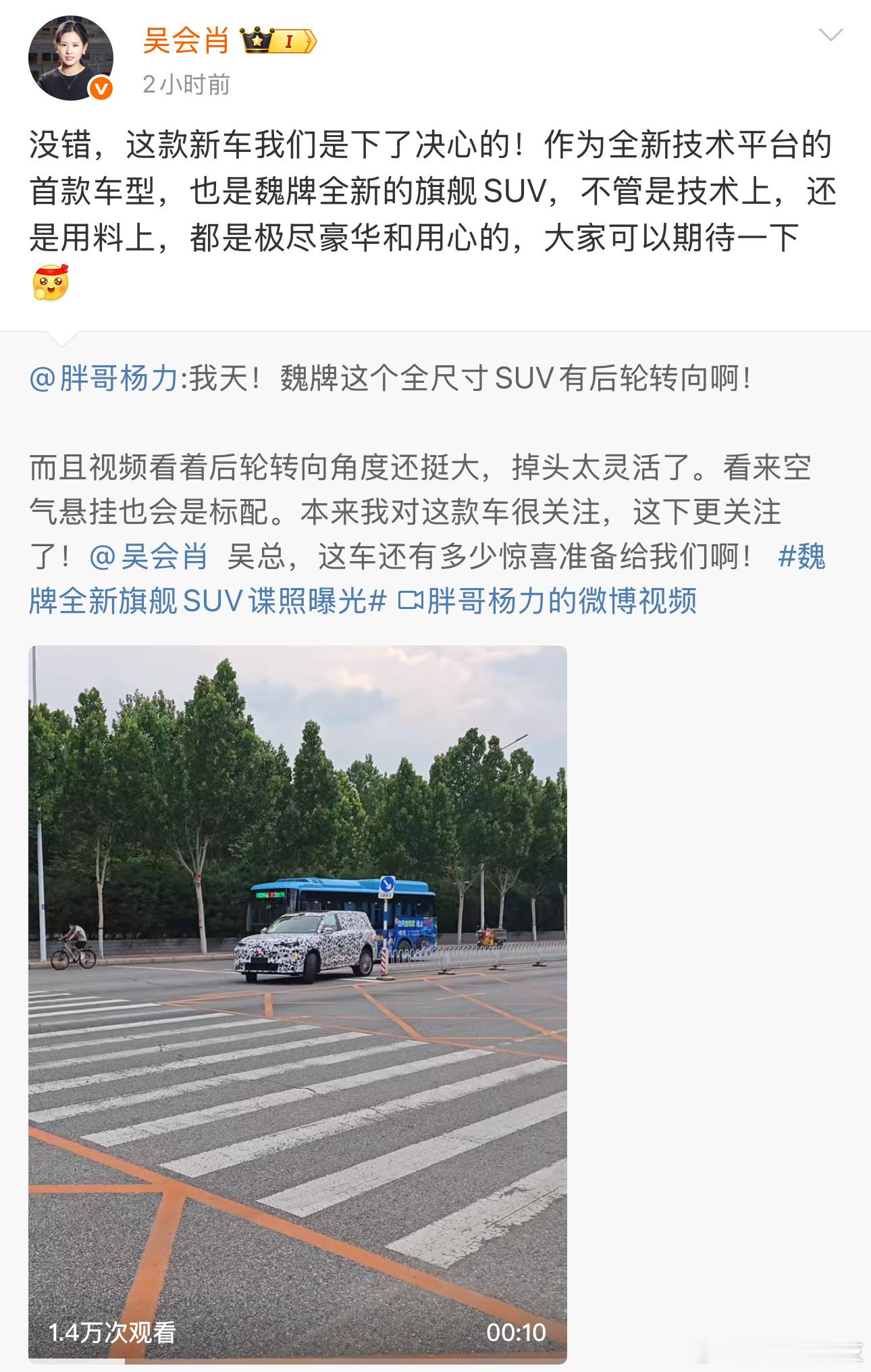 看到魏牌全新旗舰SUV谍照曝光，结合长城CTO吴总的亲证的豪言，真心觉得国产豪