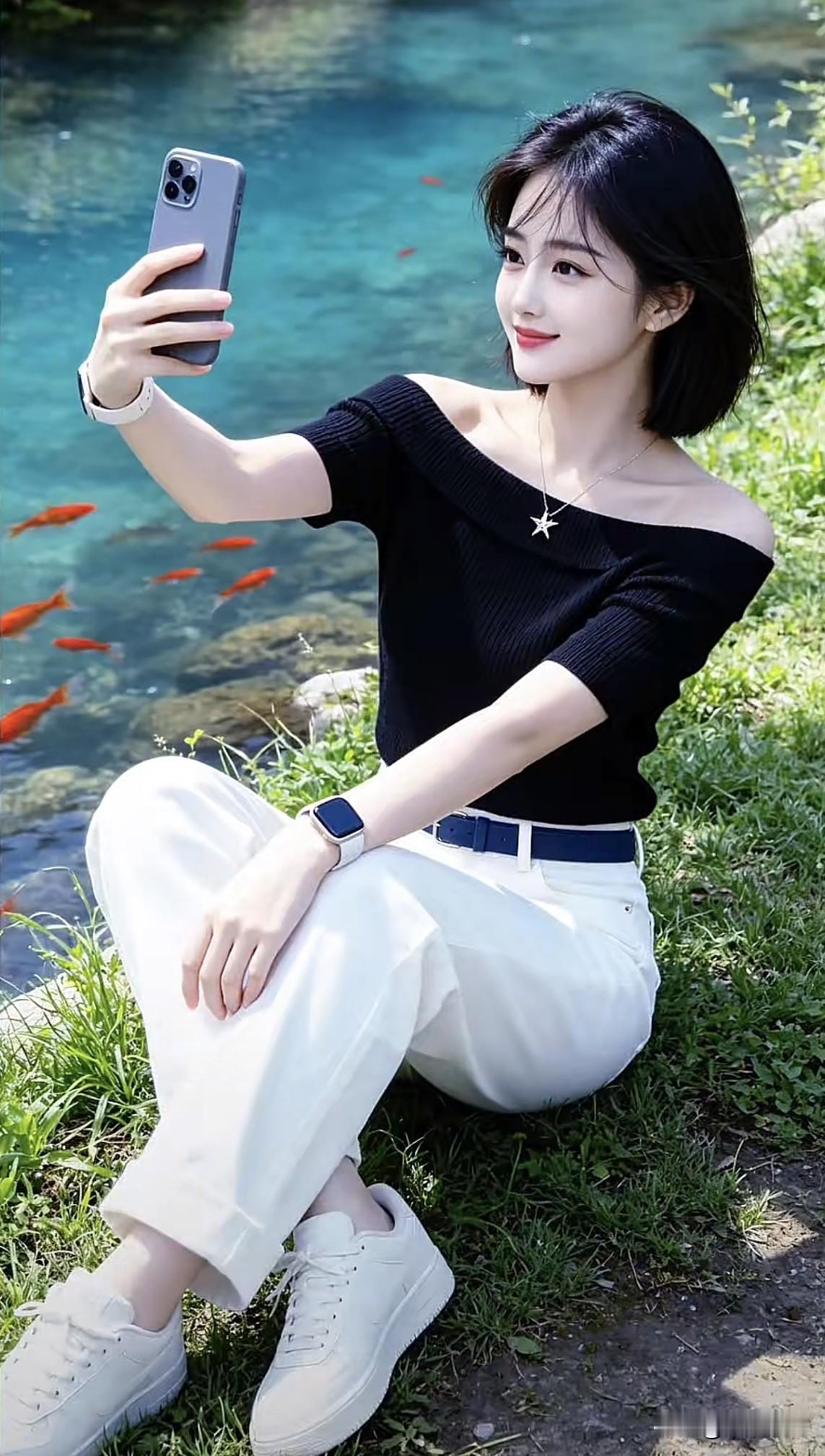 水边人影倒，镜中鱼影长。水边荷韵照湖影如镜水面掠影湖影如镜水面掠影水边