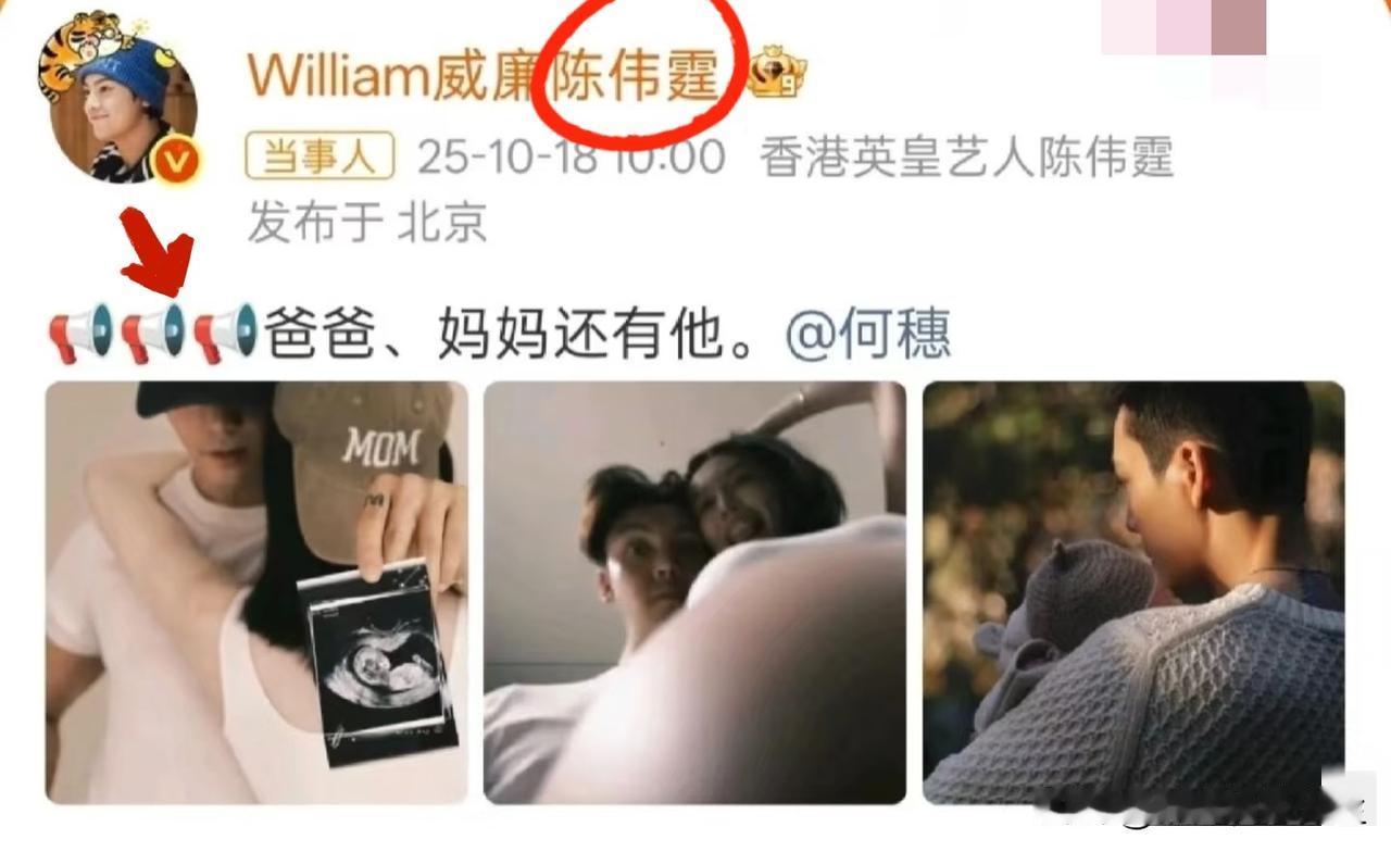 何穗陈伟霆晒娃这波操作，真的戳中普通人的心巴了！没有铺天盖地的孕照营销，也没