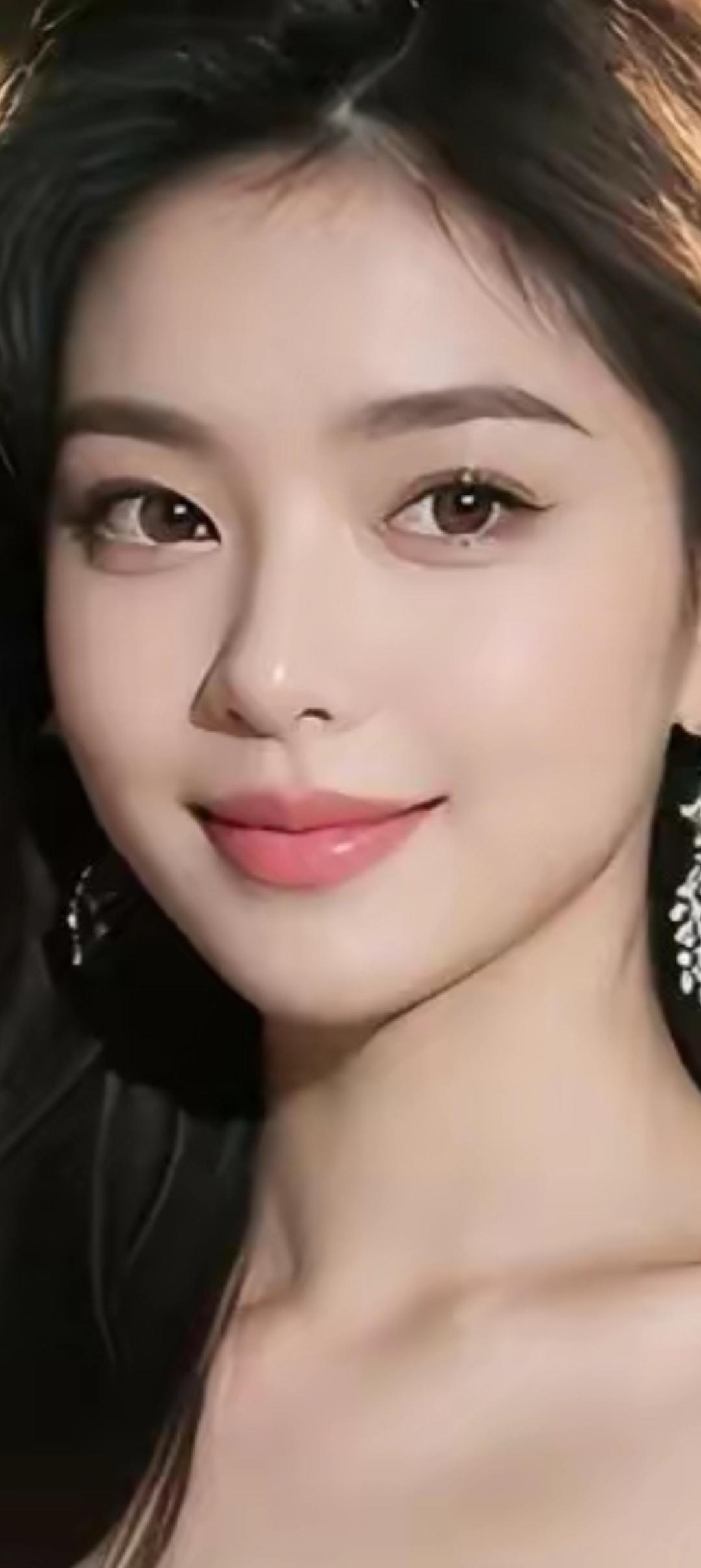 优雅黑发，迷人微笑，闪耀耳环，完美女神！💖✨