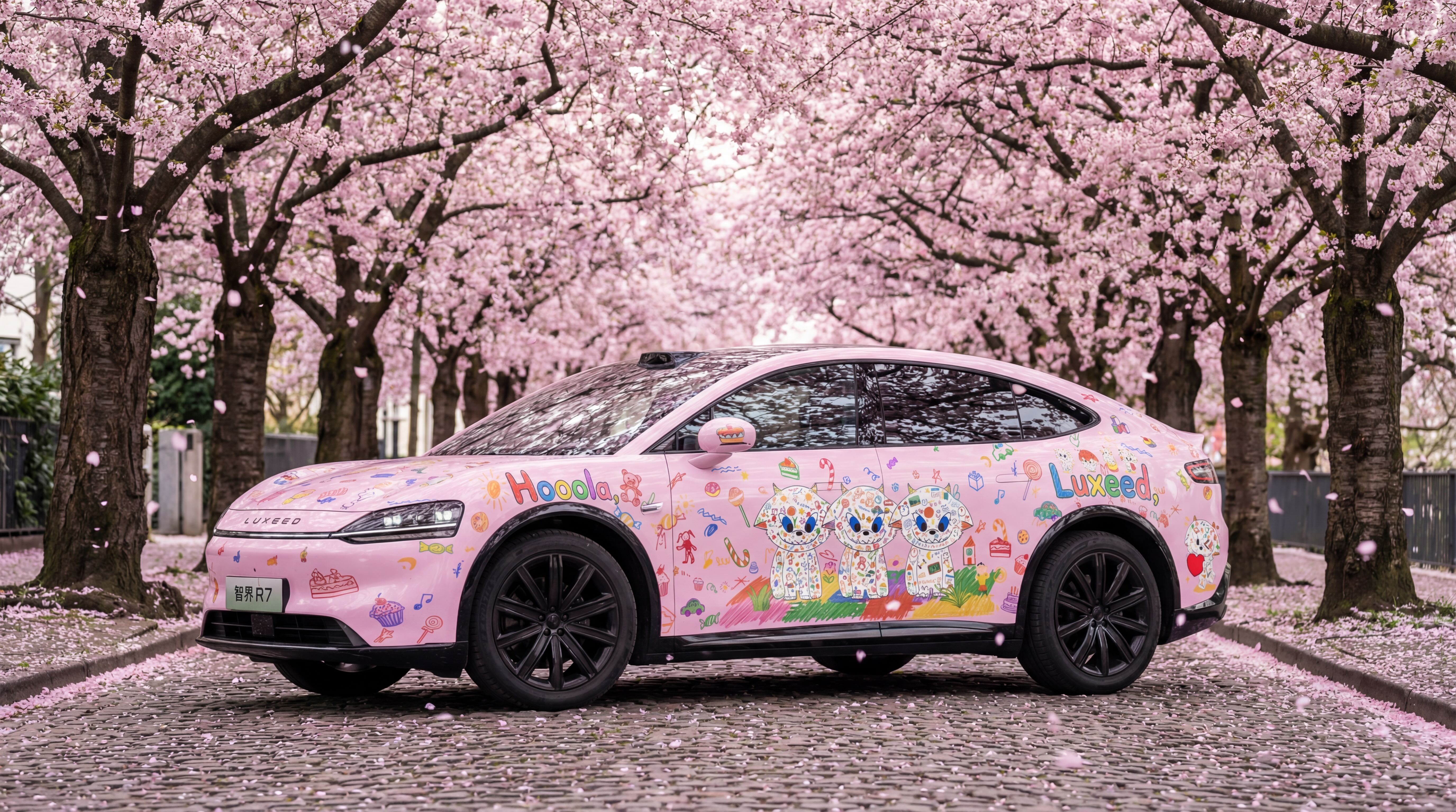 去年的突发奇想，给我的智界R7披上了这身粉色浪漫🌸等了一整个冬天的惊喜，终于在